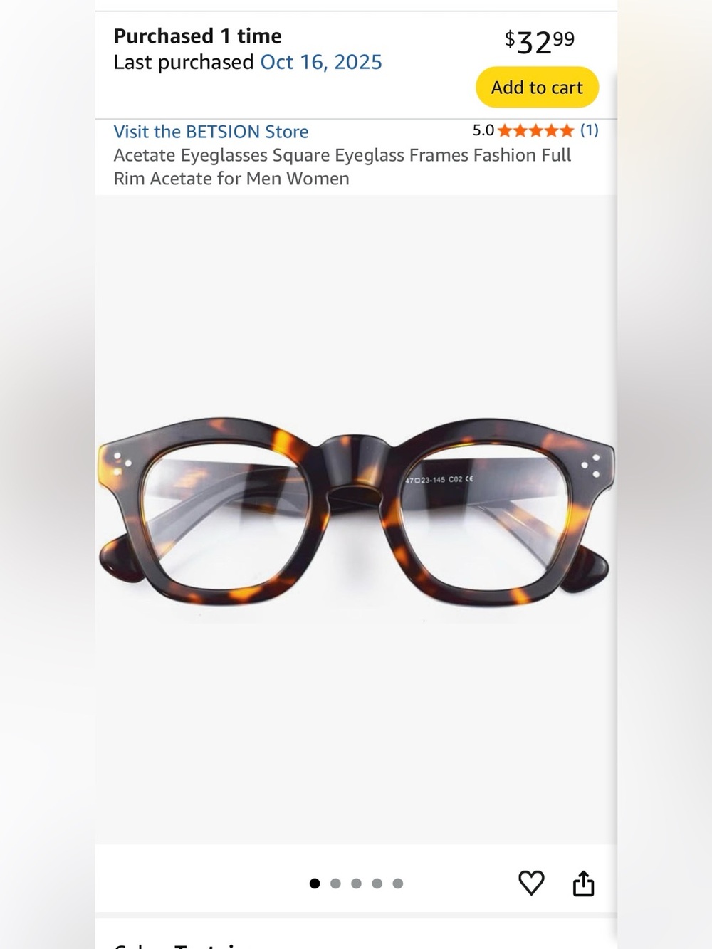 Betison Tortoiseshell Square Acetate Eyeglass Frames